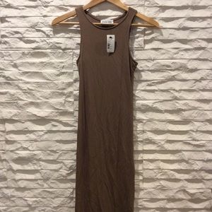 Black/ Bead Ribbed Midi Dress